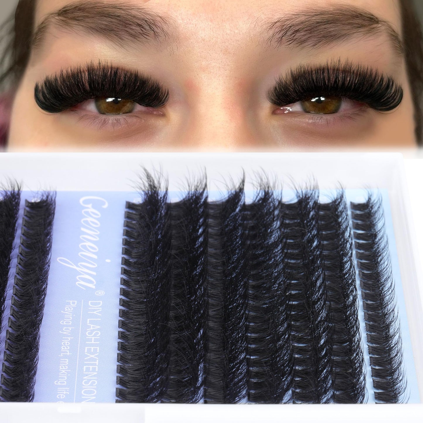 Geeneiya Full Lash Extension Kit – DIY Cluster Lashes with Bond & Seal, Remover, Tweezers (280 Pcs)