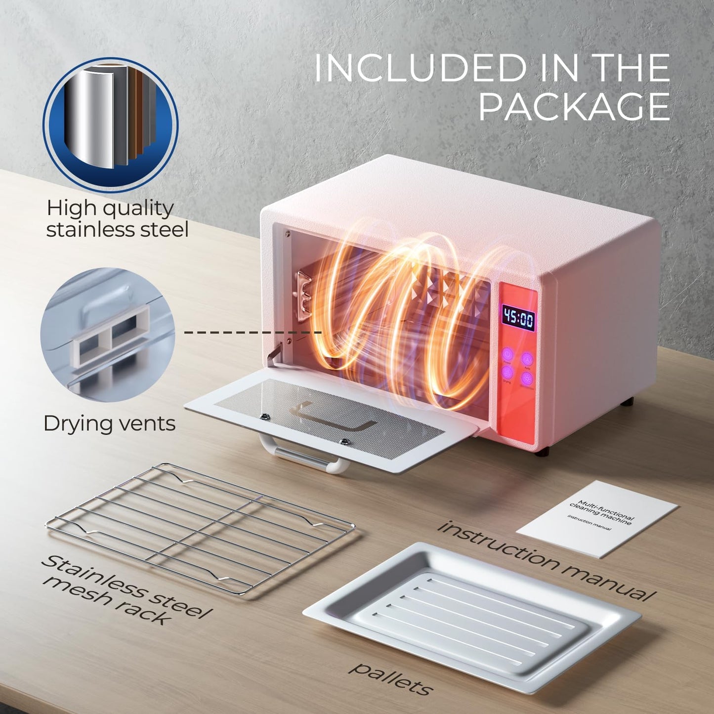 Geisofu UV Light Nail Tool Cleaning Machine – Dry Heat Cabinet UV Cleaner for Nails & Barber Tools, 6L 110V 160W White