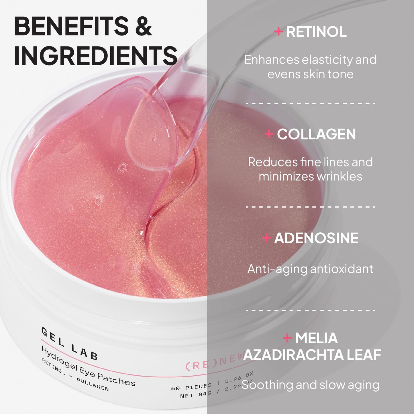 Gel Lab Renew Retinol & Collagen Under Eye Patches – Hydrating Korean Skincare