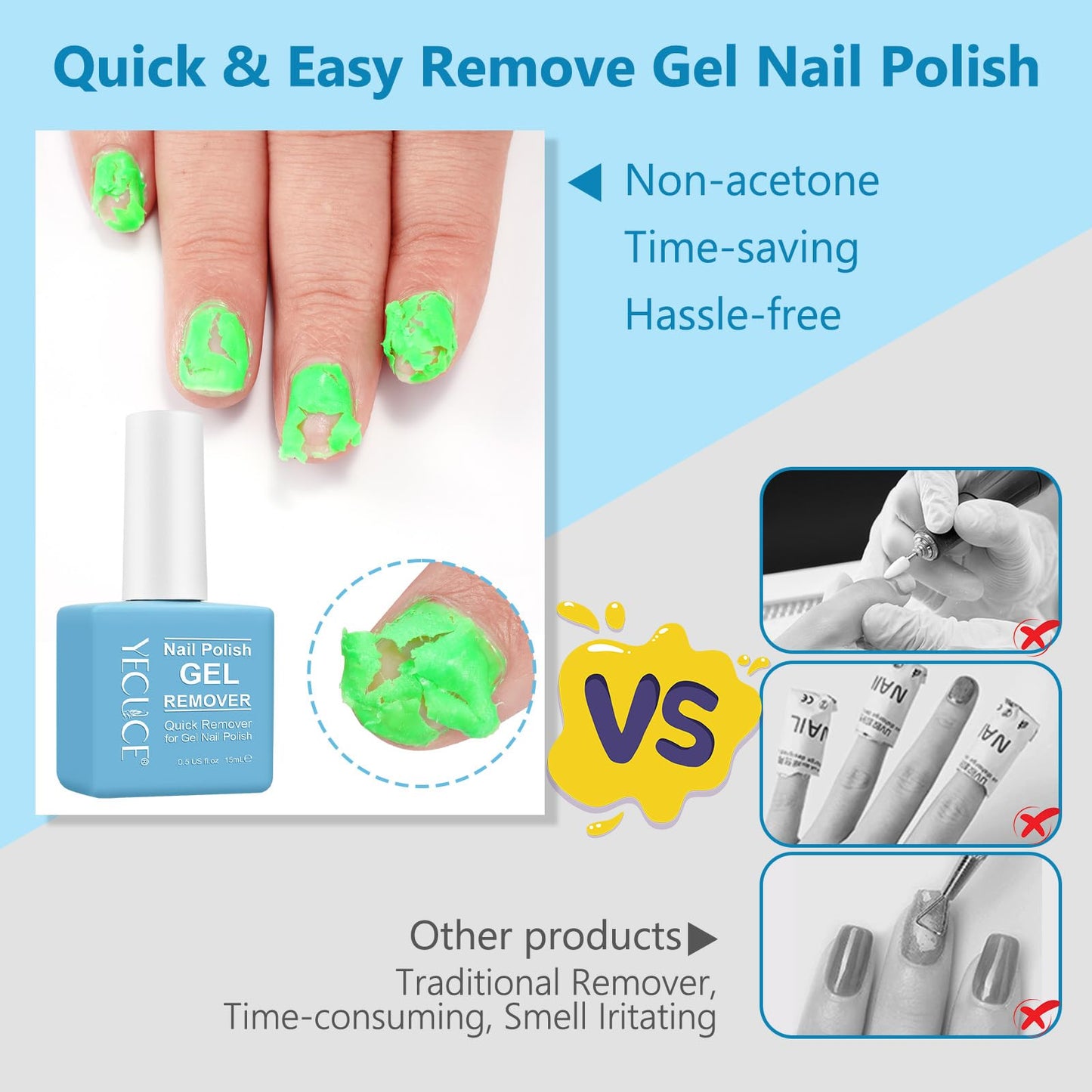 Gel Polish Remover 3-Pack — Quick & Easy Gel Nail Polish Removal in 3–5 Minutes at Home