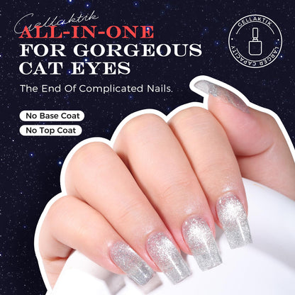 GELLAKTIK 5-in-1 Cat Eye Gel Polish 15ml – No Base/Top Coat Needed | Magnetic Nail Polish