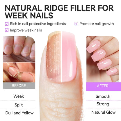 gelike ec Milky Pink Nail Strengthener & Growth Polish – 6-in-1 Ridge Filler (15ml) for Damaged Nails