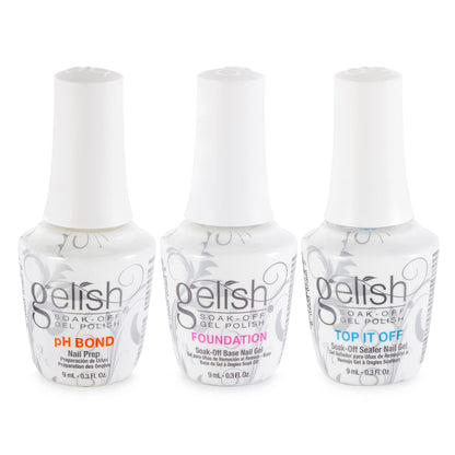 Gelish Mini Terrific Trio Gel Nail Polish Kit – 9 mL with pH Bond, Foundation Base & Top It Off