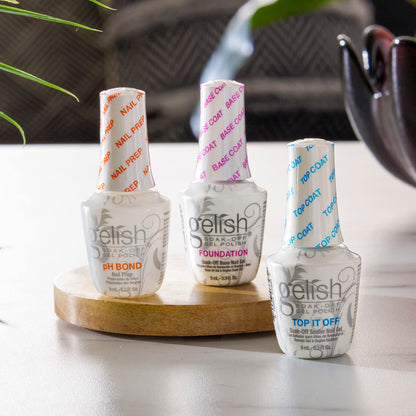 Gelish Mini Terrific Trio Gel Nail Polish Kit – 9 mL with pH Bond, Foundation Base & Top It Off