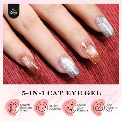 GELLAKTIK 5-in-1 Cat Eye Gel Polish – Caramel Brown (15ml)