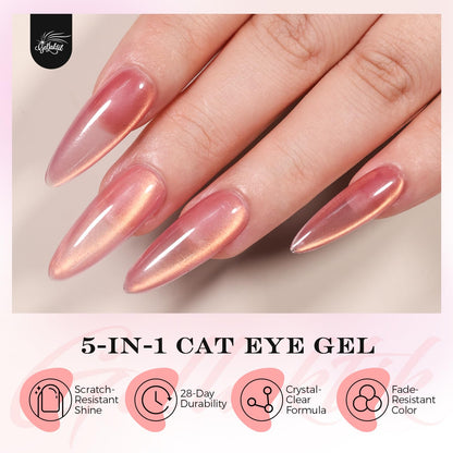 GELLAKTIK 5-in-1 Cat Eye Gel Nail Polish Kit — 6 Colors, 7.5ml (No Base/Top Coat Needed)