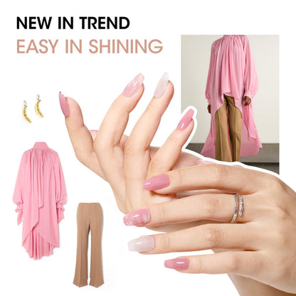 GELLEN Sheer Nude Jelly Nail Polish Set – 6 Colors, Quick Dry, 4-Free, HEMA-Free, Non-Toxic