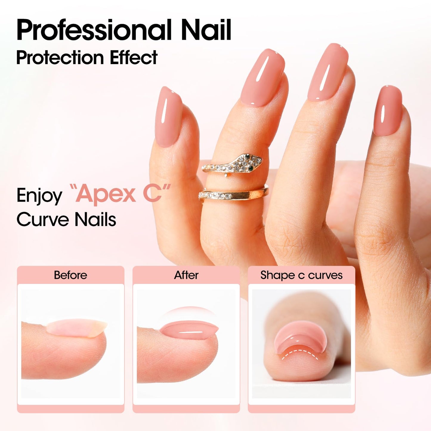 GELLEN Builder Gel Nude Pink – UV/LED Hard Gel for Nails Extensions & Overlays (30g) + 20 Nail Forms