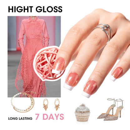 GELLEN Sheer Shimmer Pink Nail Polish & Clear Base Top Coat – 6-Piece Set, Quick-Dry, 4-Free