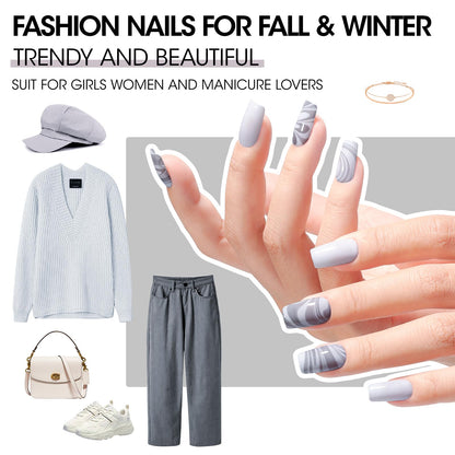 GELLEN Black White Gray Nail Polish 4-Color Set + Base & Top Coat – Quick Dry, HEMA Free, Toxin Free