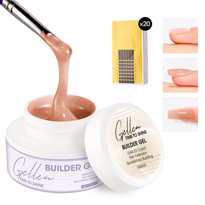 GELLEN Builder Gel Nails Extensions – Nude 30g, UV/LED, 20 Nail Forms