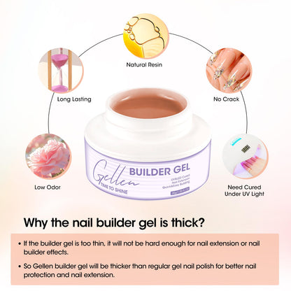 GELLEN Builder Gel Nails Extensions – Nude 30g, UV/LED, 20 Nail Forms