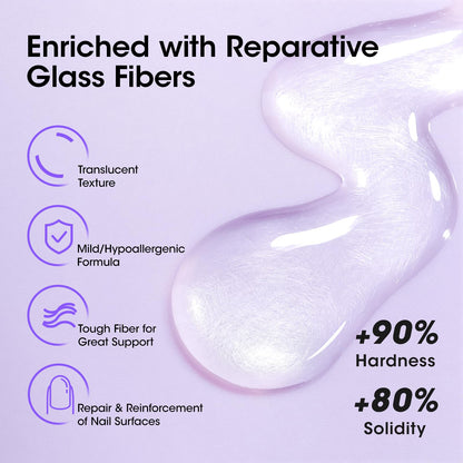 GELLEN Fiber Glass Base Gel Coat 0.51 Fl.oz – Clear Nail Strengthener for Weak Nails (Salon & Home)