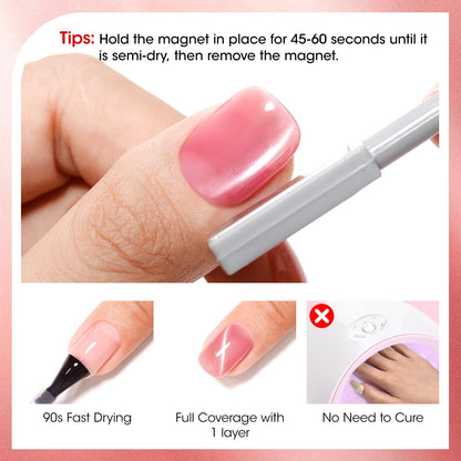 GELLEN Quick Dry Cat Eye Nail Polish Kit – Magnetic 3D Shimmer (Valentines Gift)