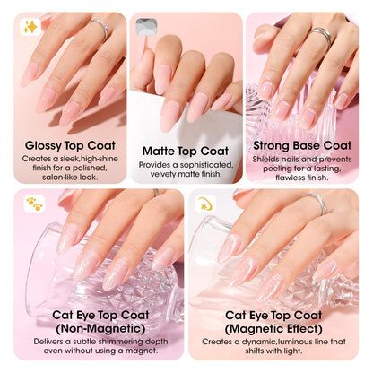 GELLEN Nude Gel Nail Polish Set – 20 Colors with Cat-Eye Top Coat & 3-Free Formula