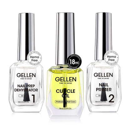 GELLEN Nail Dehydrator, Primer & Cuticle Oil 18ML – HEMA-Free Acid-Free Nail Prep Kit for Gel Polish & Acrylics