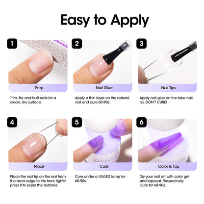 GELLEN 2 Pcs Gel Nail Glue – 4 in 1 UV Extension Glue for Tips, Base Coat & Rhinestones