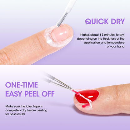 GELLEN Latex Tape for Nails | Peel-Off Cuticle Barrier, Fast-Drying Nail Art Protector (2×15ml)