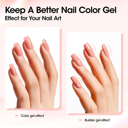GELLEN Builder Gel Nude Pink – UV/LED Hard Gel for Nails Extensions & Overlays (30g) + 20 Nail Forms