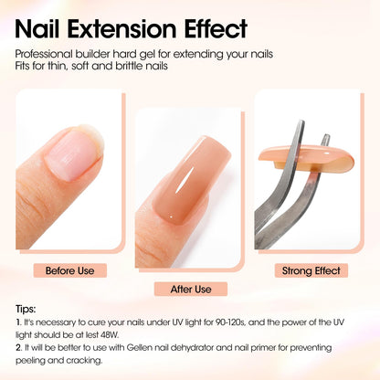 GELLEN Builder Gel Nails Extensions – Nude 30g, UV/LED, 20 Nail Forms