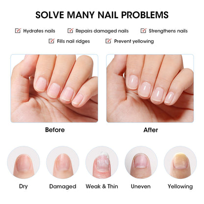 GELLEN Clear Ridge Filling Base Coat – 3-in-1 Nail Strengthener, Sheer Milky White Tint, HEMA/TPO Free