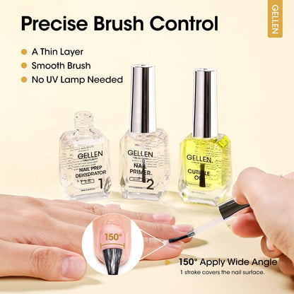 GELLEN Nail Dehydrator, Primer & Cuticle Oil 18ML – HEMA-Free Acid-Free Nail Prep Kit for Gel Polish & Acrylics
