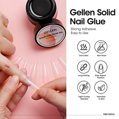 Gellen 2pc Solid Nail Glue Set – 15g Each, Clear, Quick Cure