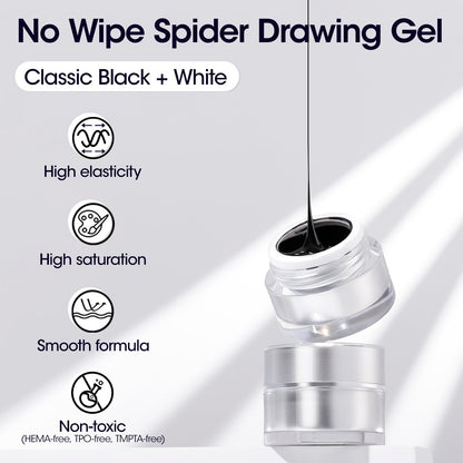 GELLEN Spider Gel for Nails – Classic Black & White Nail Art, Elastic, UV/LED Cured