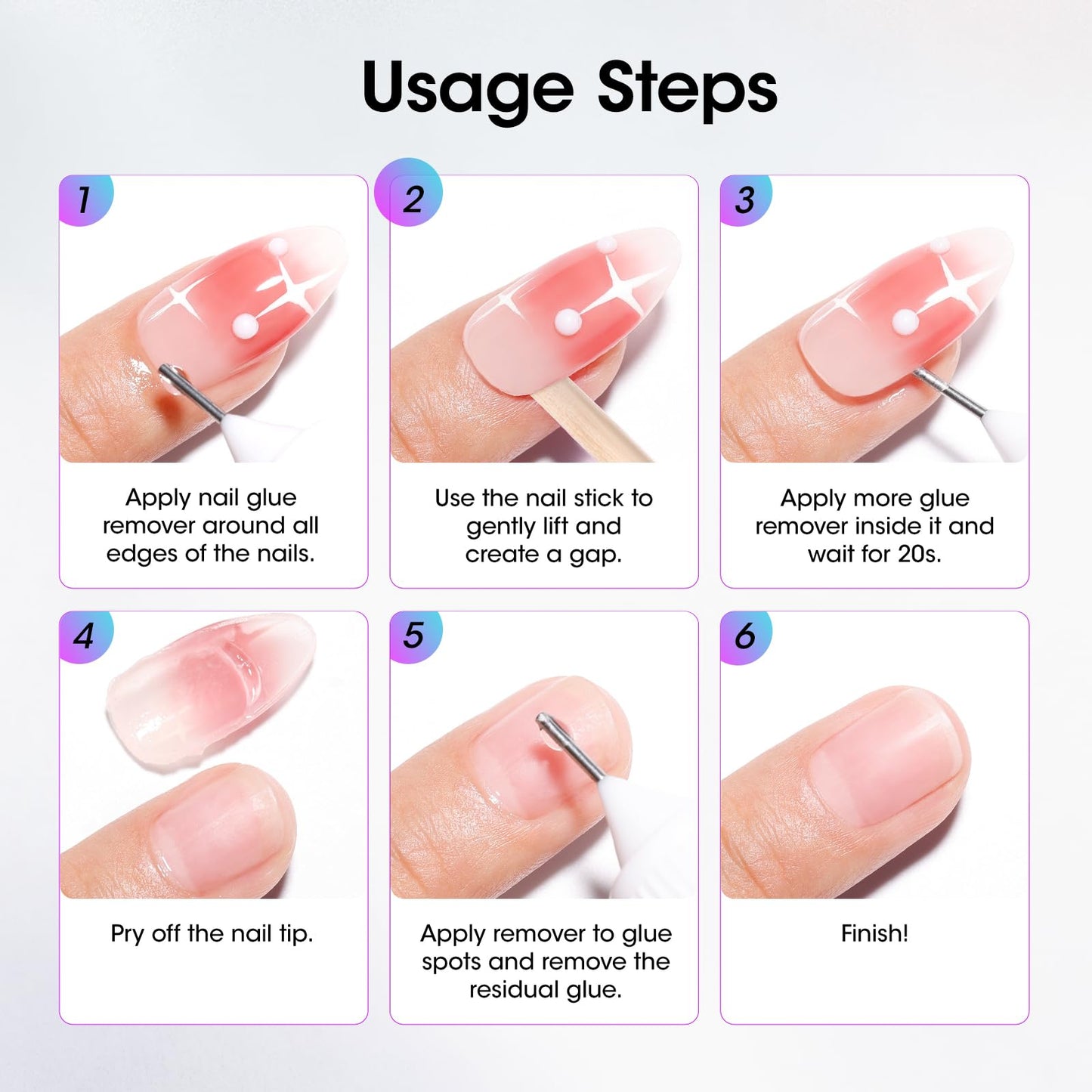 Gellen Press On Nail Remover – Acetone-Free, Needle Applicator, Quick Glue Removal