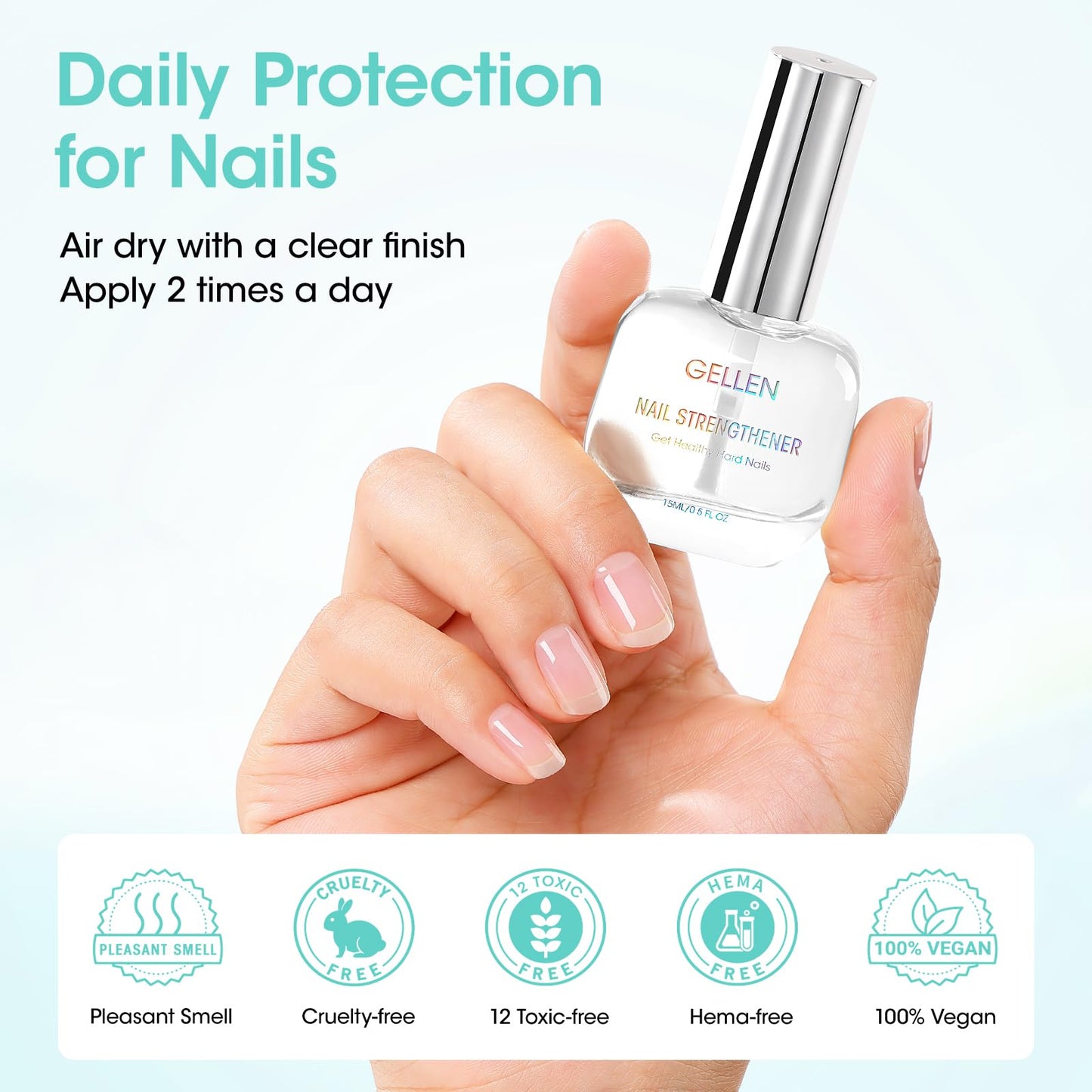 GELLEN Unscent Nail Strengthener – 8-in-1 Clear Nail Repair (15ml)