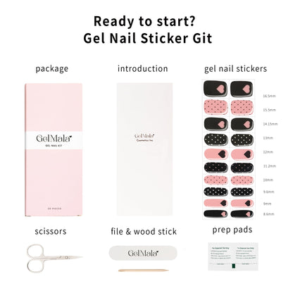 GelMala Hearts Polka Dot Semi-Cured Gel Nail Strips – Easy At-Home Manicure