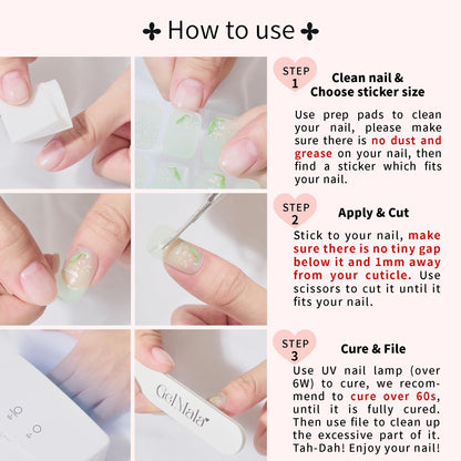 GelMala Hearts Polka Dot Semi-Cured Gel Nail Strips – Easy At-Home Manicure