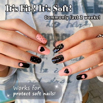 GelMala Hearts Polka Dot Semi-Cured Gel Nail Strips – Easy At-Home Manicure