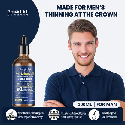 Gemächlich Zu Hause 5% Minoxidil for Men – Biotin, Rosemary & Caffeine, 100ml