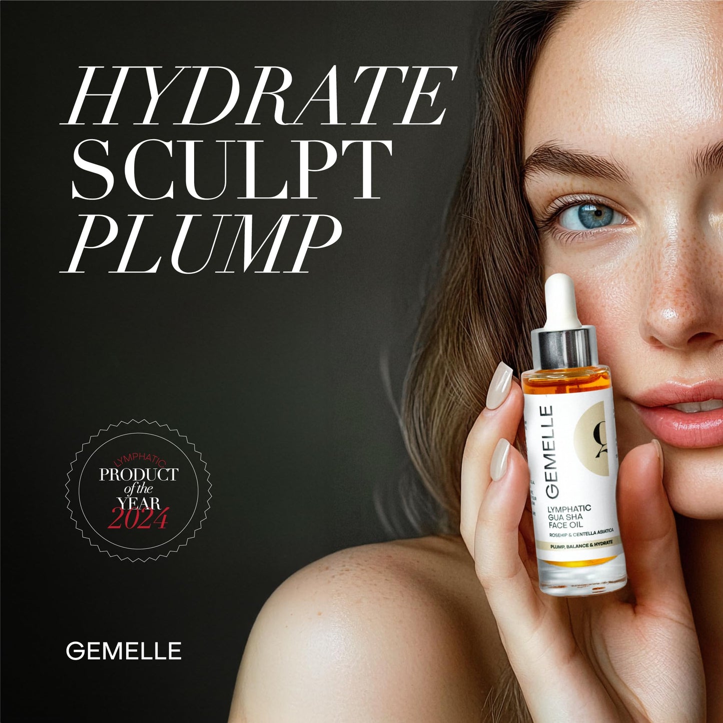 GEMELLE Lymphatic Gua Sha Face Oil – 10x Award-Winner for Detox, Hydration & Sculpt | 30ml