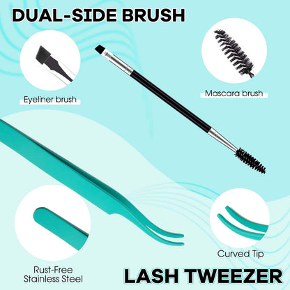 GEMERRY Lash Extension Kit 30D+40D Clusters | 280pcs, 10-18mm, Bond & Seal, Remover, Tweezers & Brush