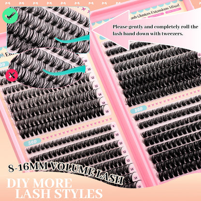 GEMERRY Lash Clusters – 4 Styles (40D, 50D, 60D, 80D) Fluffy DIY Eyelashes