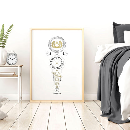 Gemini zodiac sign wall art print