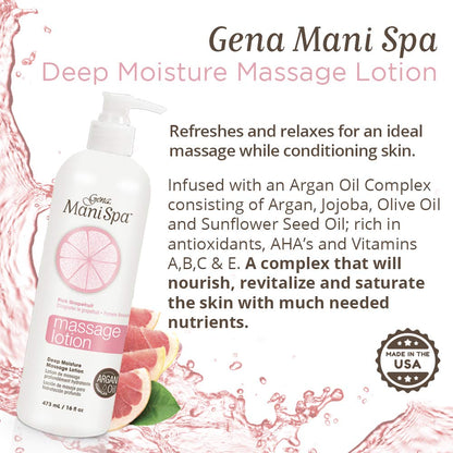 Gena Mani Spa Massage Lotion – Deeply Moisturizing Massage Lotion with Argan Oil, 16 oz