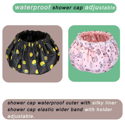 Genergy 2Pcs Satin-Interior Shower Cap – Extra Large, Reusable & Waterproof