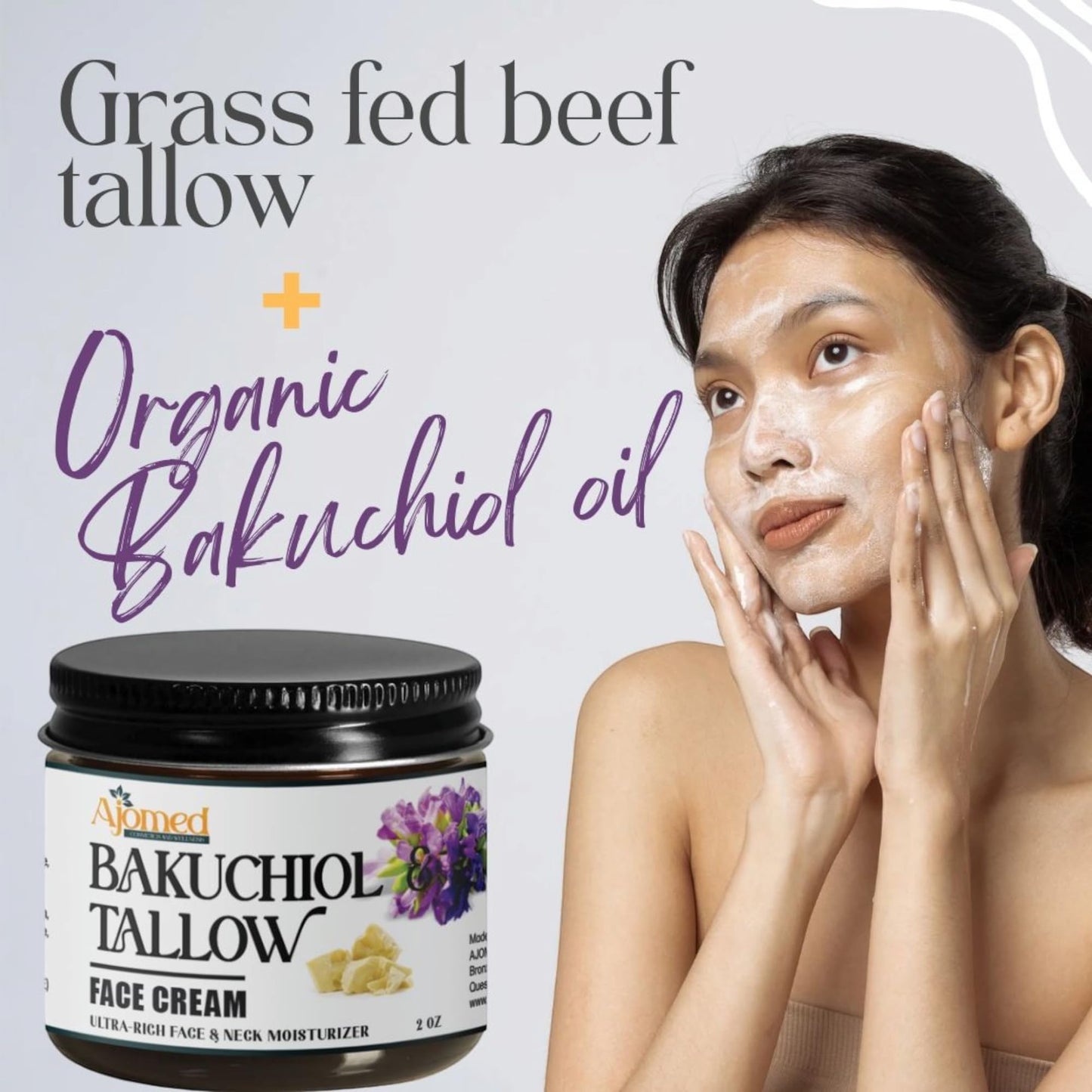 Generic Beef Tallow Face Cream with 2% Bakuchiol Oil – Handmade, Non-Greasy Anti-Aging Moisturizer