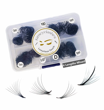 Generic 1000 Premade Volume Fans – Mixed Lengths 9-12mm, 11-14mm, 13-16mm | CC/D Curl, 0.07/0.05