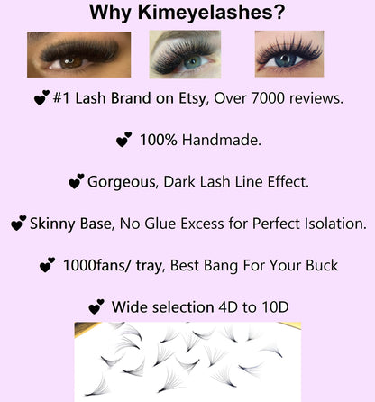 Generic Premade Wispy Fans Spikes 5D/7D Pro Lash Extensions - D Curl, 9–16mm