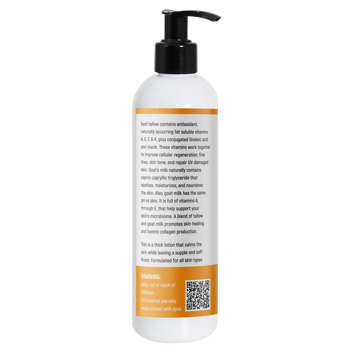Generic Tallow & Goat Milk Body Lotion for Sensitive Skin – Organic, Unscented (8 oz)