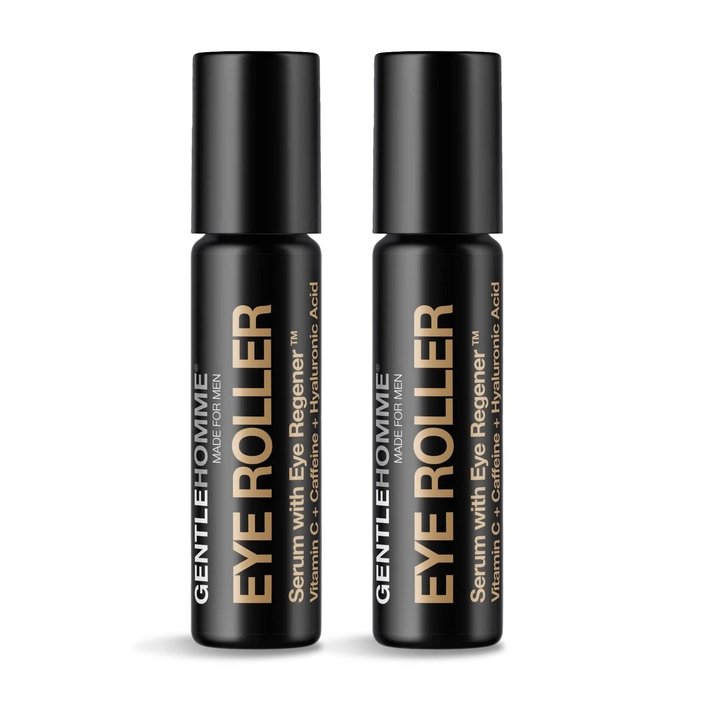 Gentlehomme Hyaluronic Acid & Caffeine Eye Roller Serum for Men – 2-Pack, Made in USA
