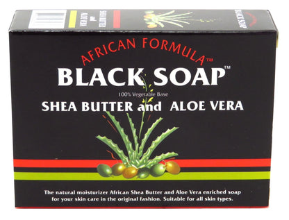 Genuine African Formula Black Soap 3.5 oz – Shea Butter & Aloe Vera, Pack of 6
