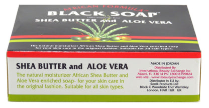 Genuine African Formula Black Soap 3.5 oz – Shea Butter & Aloe Vera, Pack of 6