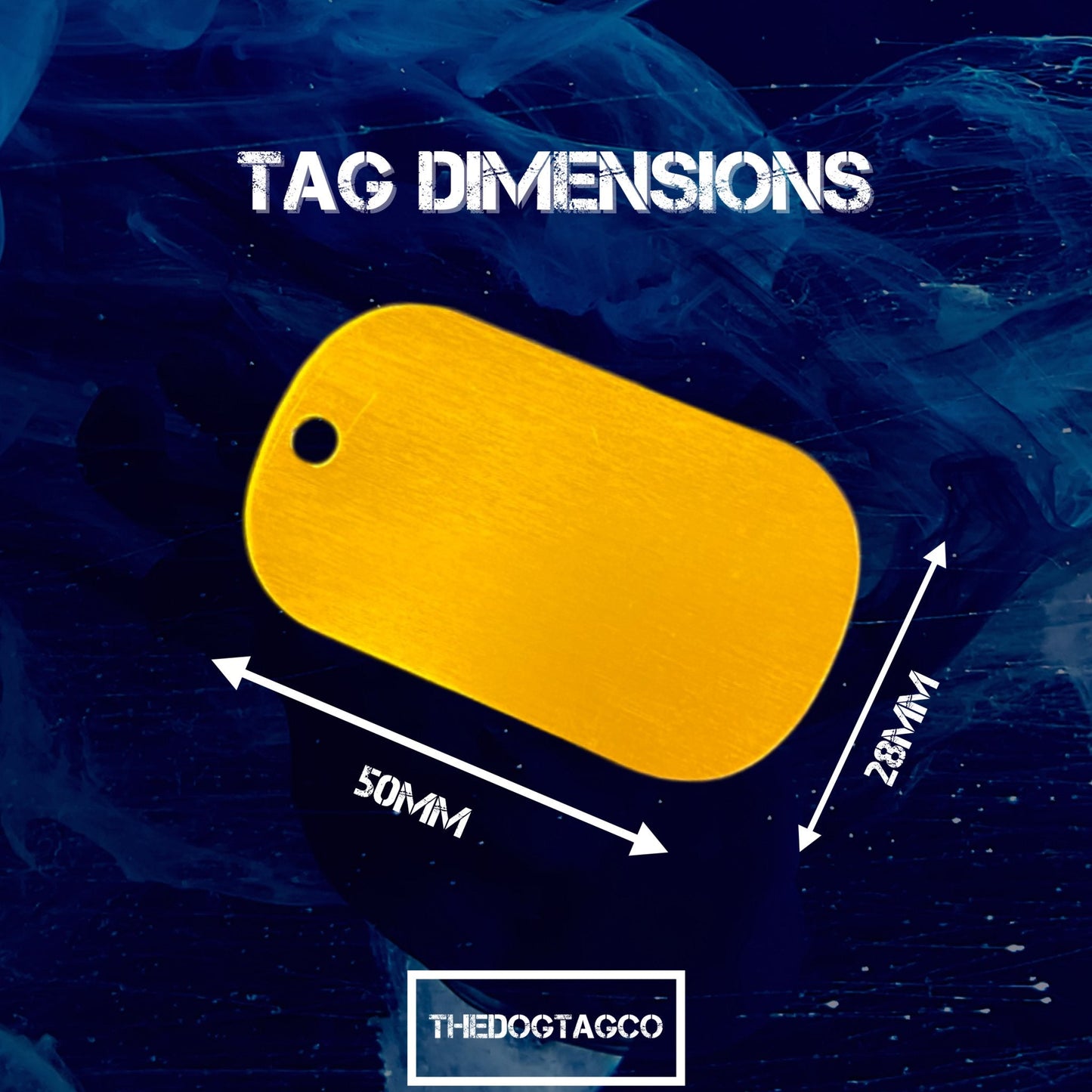 Genuine Army Dog Tag (Gold Personalised ID Dog Tag Army PAIR Set with Yellow Chains)