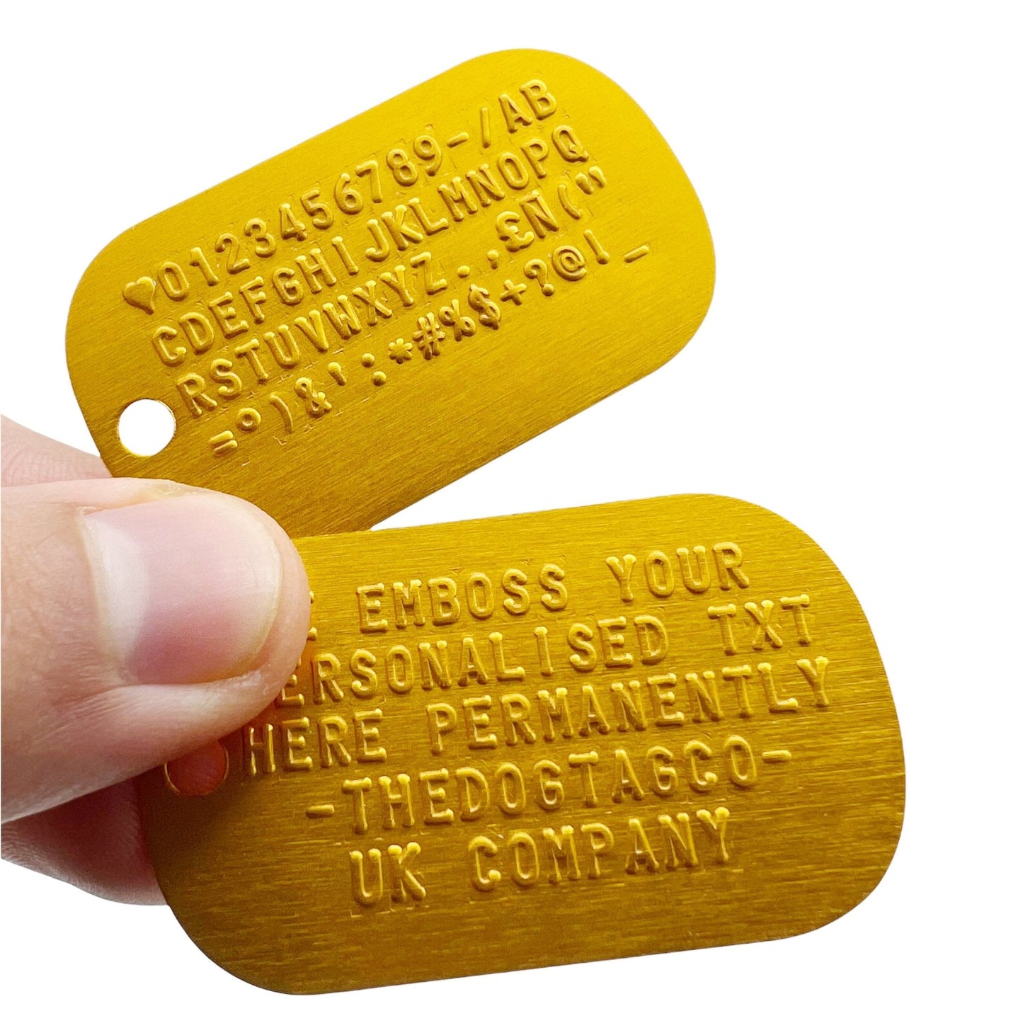 Genuine Army Dog Tag (Gold Personalised ID Dog Tag Army PAIR Set with Yellow Chains)