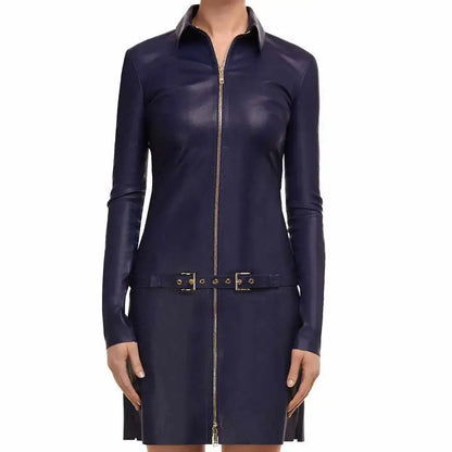Women’s Black Leather Mini Party Dress